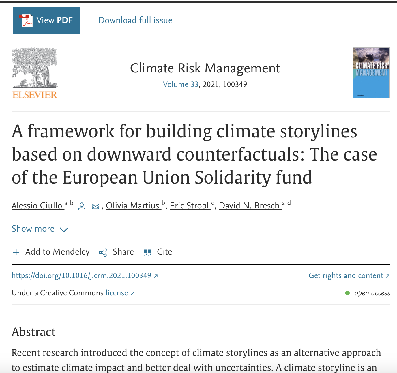 WP4 Financial impacts- A framework for building climate storylines based on downward counterfactuals: The case of the European Union Solidarity fund WP4 Financial impacts- A framework for building climate storylines based on downward counterfactuals: The case of the European Union Solidarity fund