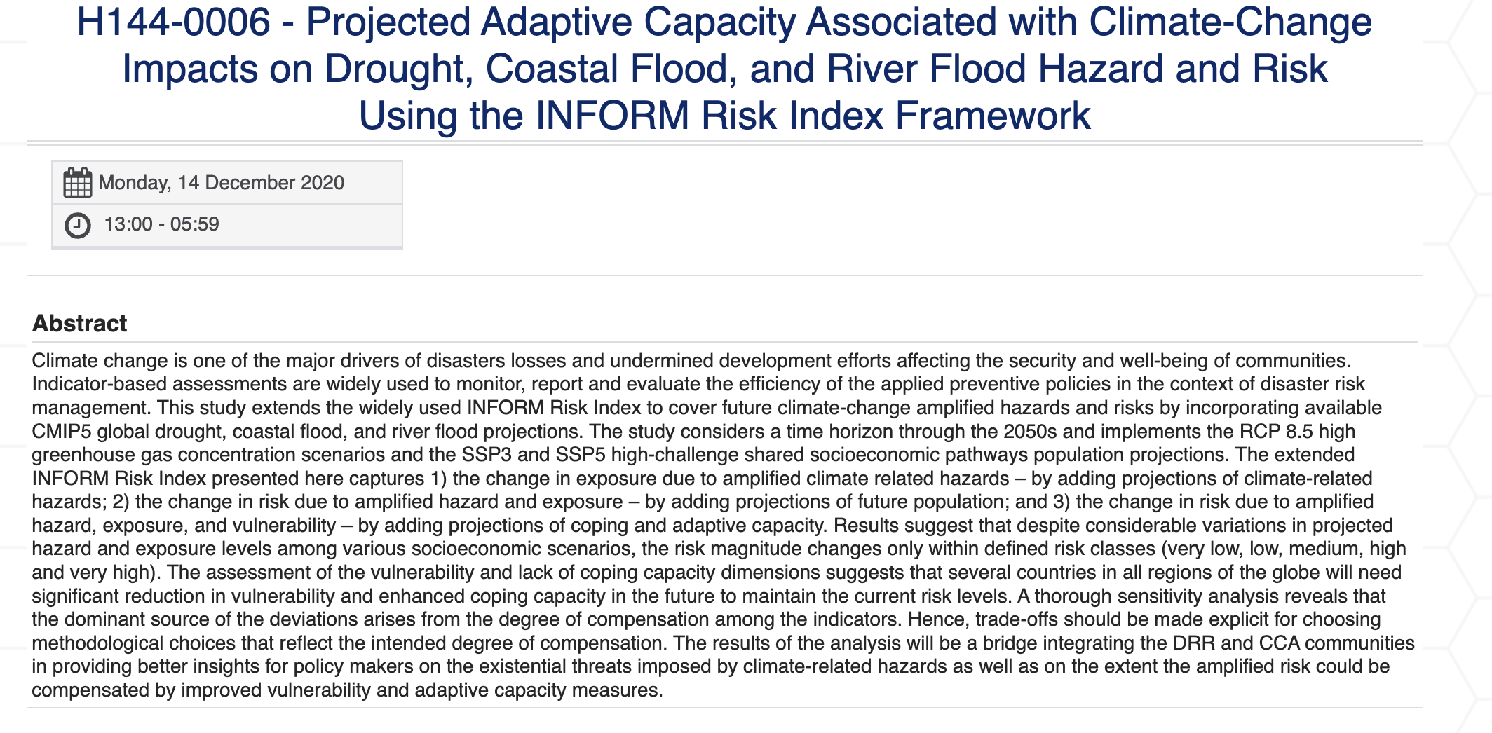 WP5 International cooperation, development and resilience- Projected Adaptive Capacity Associated with Climate-Change Impacts on Drought, Coastal Flood, and River Flood Hazard and Risk Using the INFORM Risk Index Framework WP5 International cooperation, development and resilience- Projected Adaptive Capacity Associated with Climate-Change Impacts on Drought, Coastal Flood, and River Flood Hazard and Risk Using the INFORM Risk Index Framework