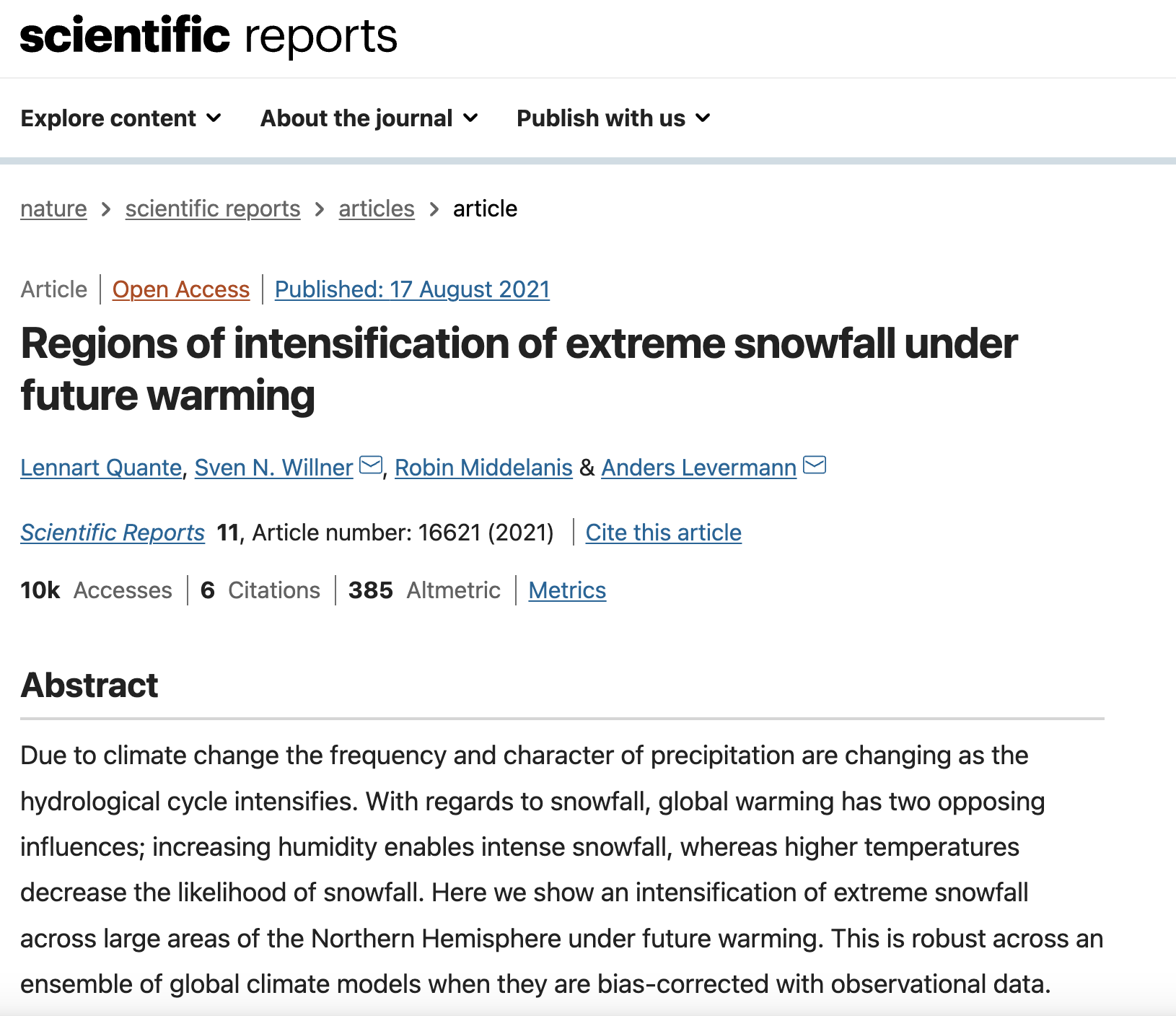 WP6 Glo bal manufacturing chains- Regions of intensification of extreme snowfall under future warming WP6 Glo bal manufacturing chains- Regions of intensification of extreme snowfall under future warming
